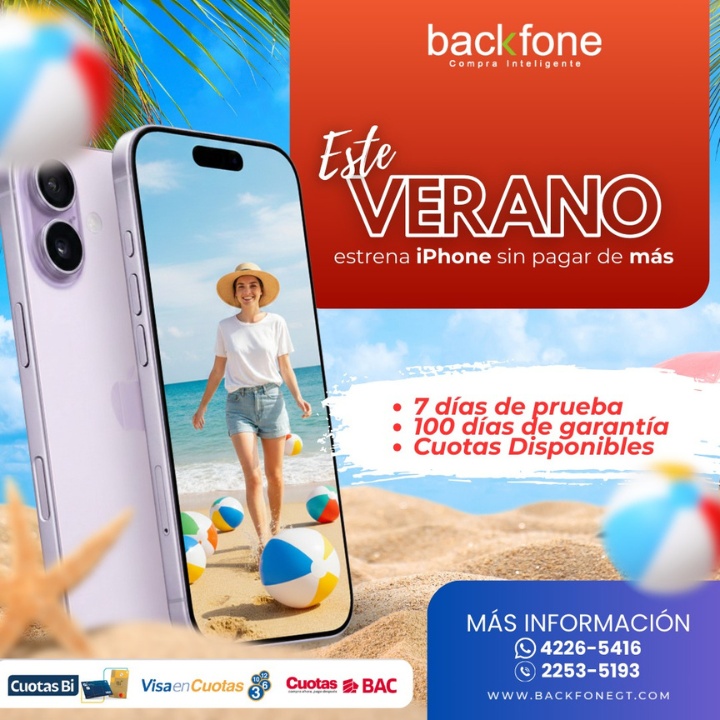 Este verano estrena iPhone sin pagar de más: seminuevos certificados con 7 días de prueba, 100 días de garantía y cuotas disponibles.