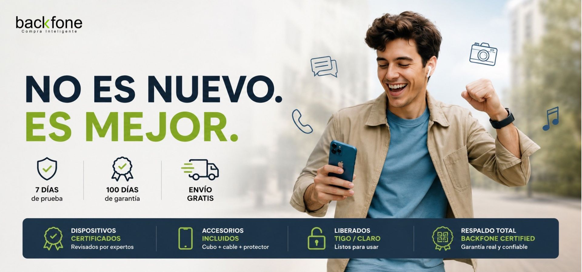 No es nuevo. Es mejor: smartphones seminuevos con 7 días de prueba, 100 días de garantía y envío gratis en Guatemala.
