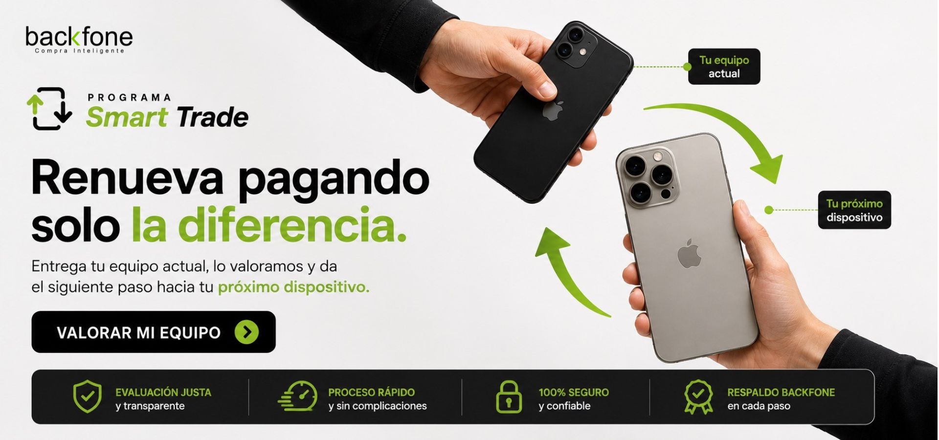 Recibimos tu iPhone o celular usado como parte de pago para que estrenes un seminuevo certificado en Backfone.