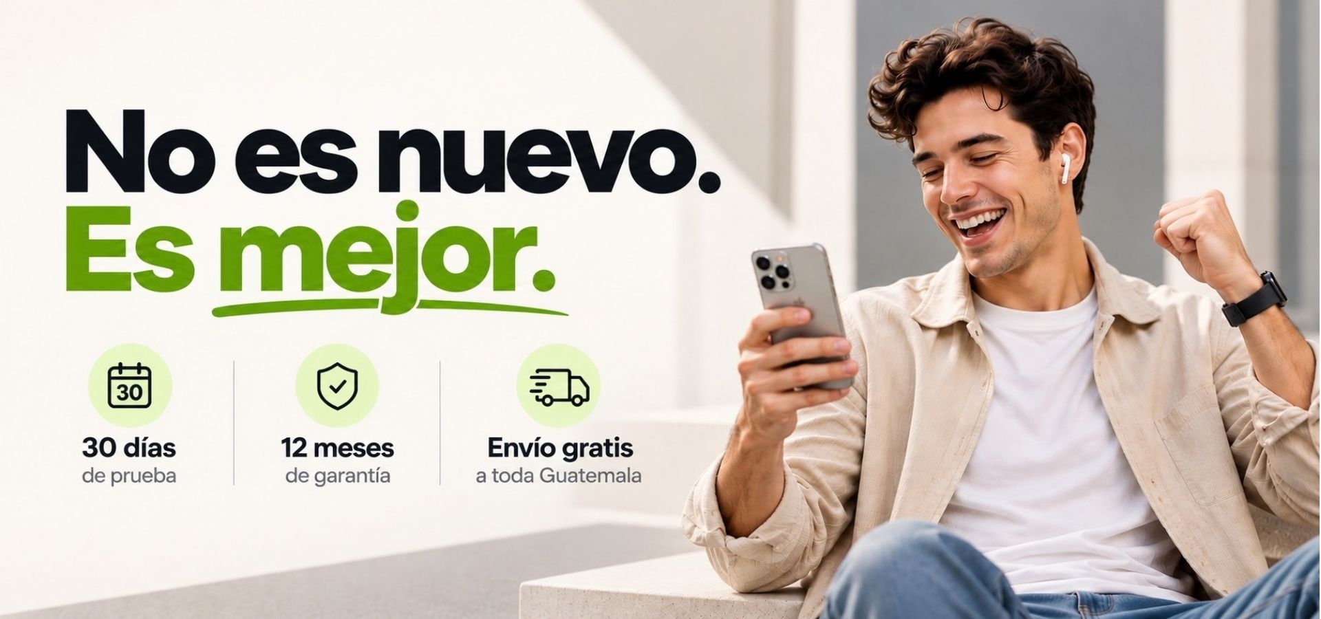 No es nuevo. Es mejor: smartphones seminuevos con 7 días de prueba, 100 días de garantía y envío gratis en Guatemala.